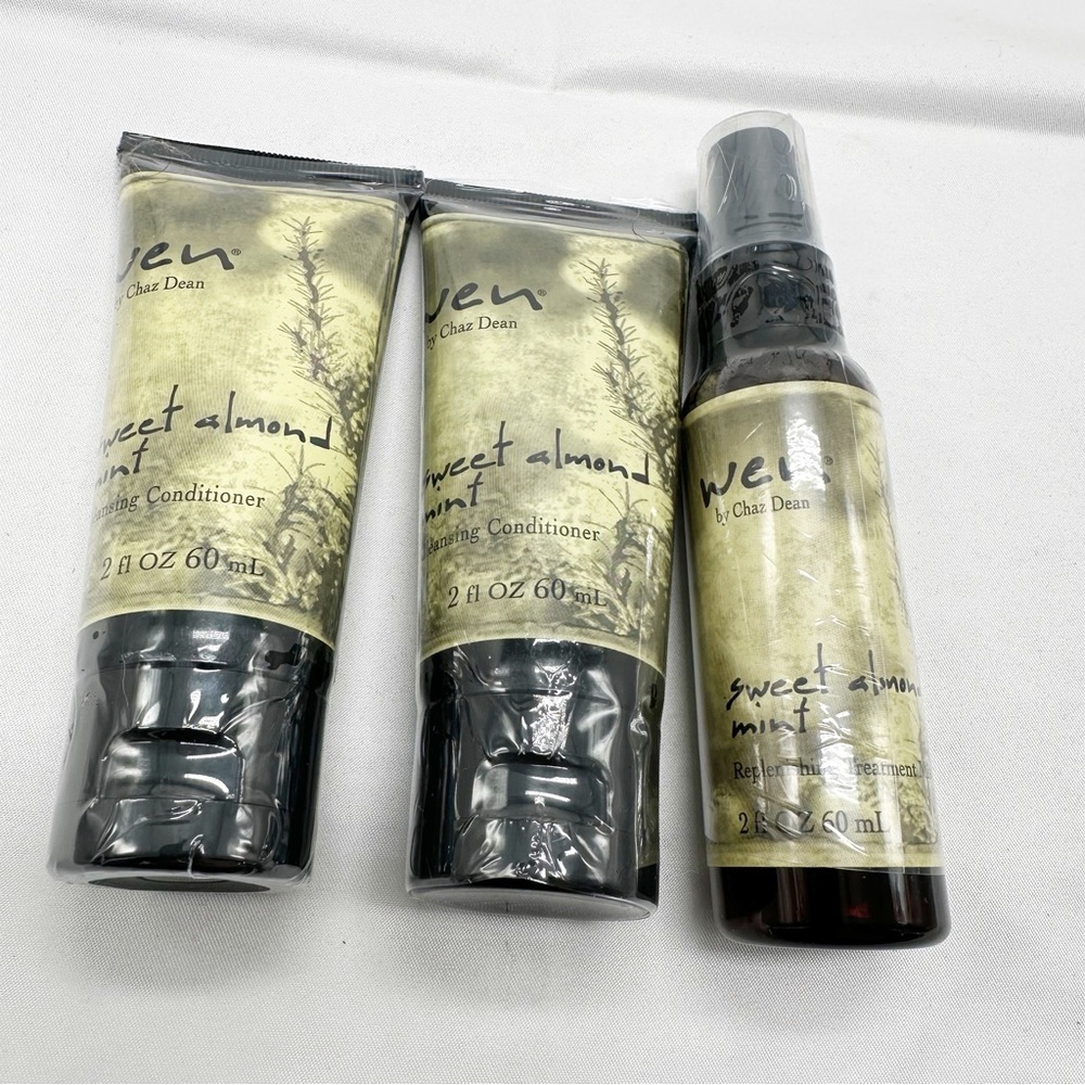 Wen Travel Kit Sweet Almond Mint Cleansing Conditioner Replenishing Treatment
